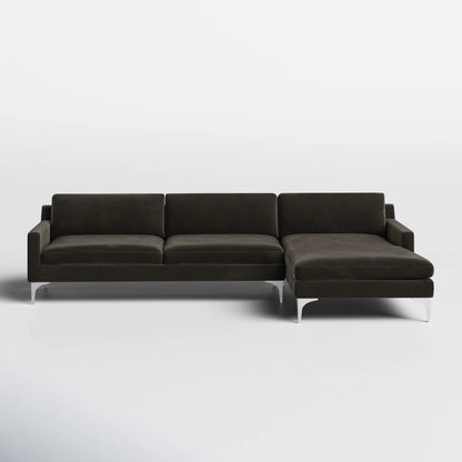 Jones Sectional Sofa With Chaise, Left Facing, Dark Gray, Velvet