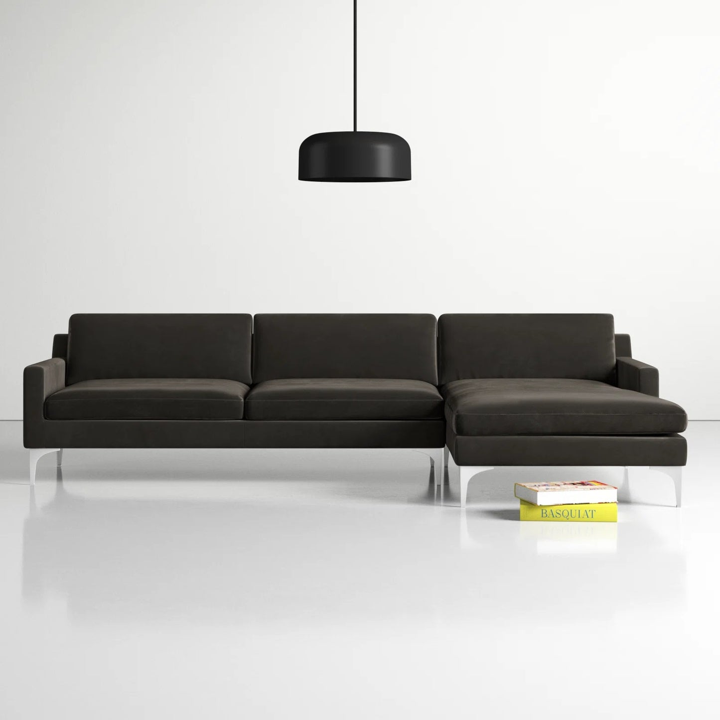 Jones Sectional Sofa With Chaise, Left Facing, Dark Gray, Velvet