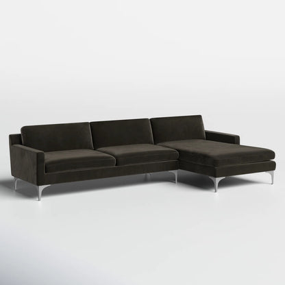 Jones Sectional Sofa With Chaise, Left Facing, Dark Gray, Velvet