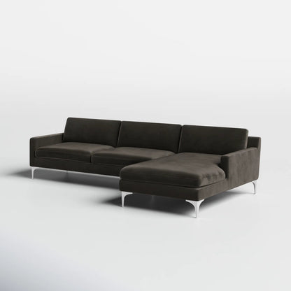 Jones Sectional Sofa With Chaise, Left Facing, Dark Gray, Velvet