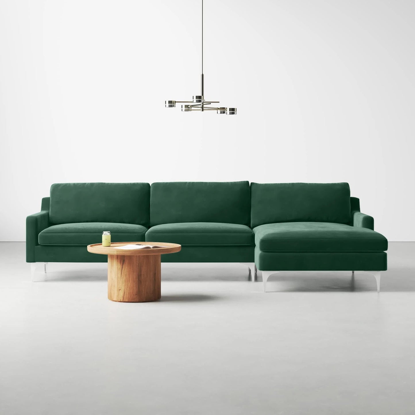 Jones Sectional Sofa With Chaise, Left Facing, Green, Velvet