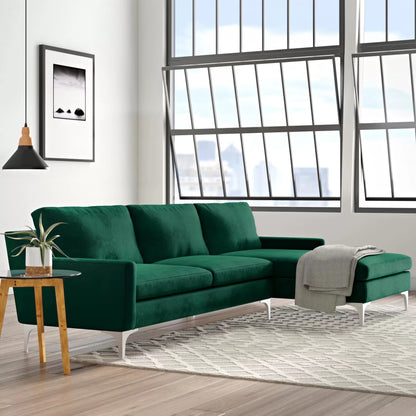 Jones Sectional Sofa With Chaise, Left Facing, Green, Velvet