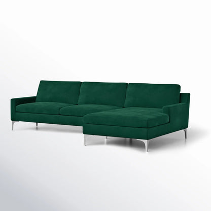 Jones Sectional Sofa With Chaise, Left Facing, Green, Velvet