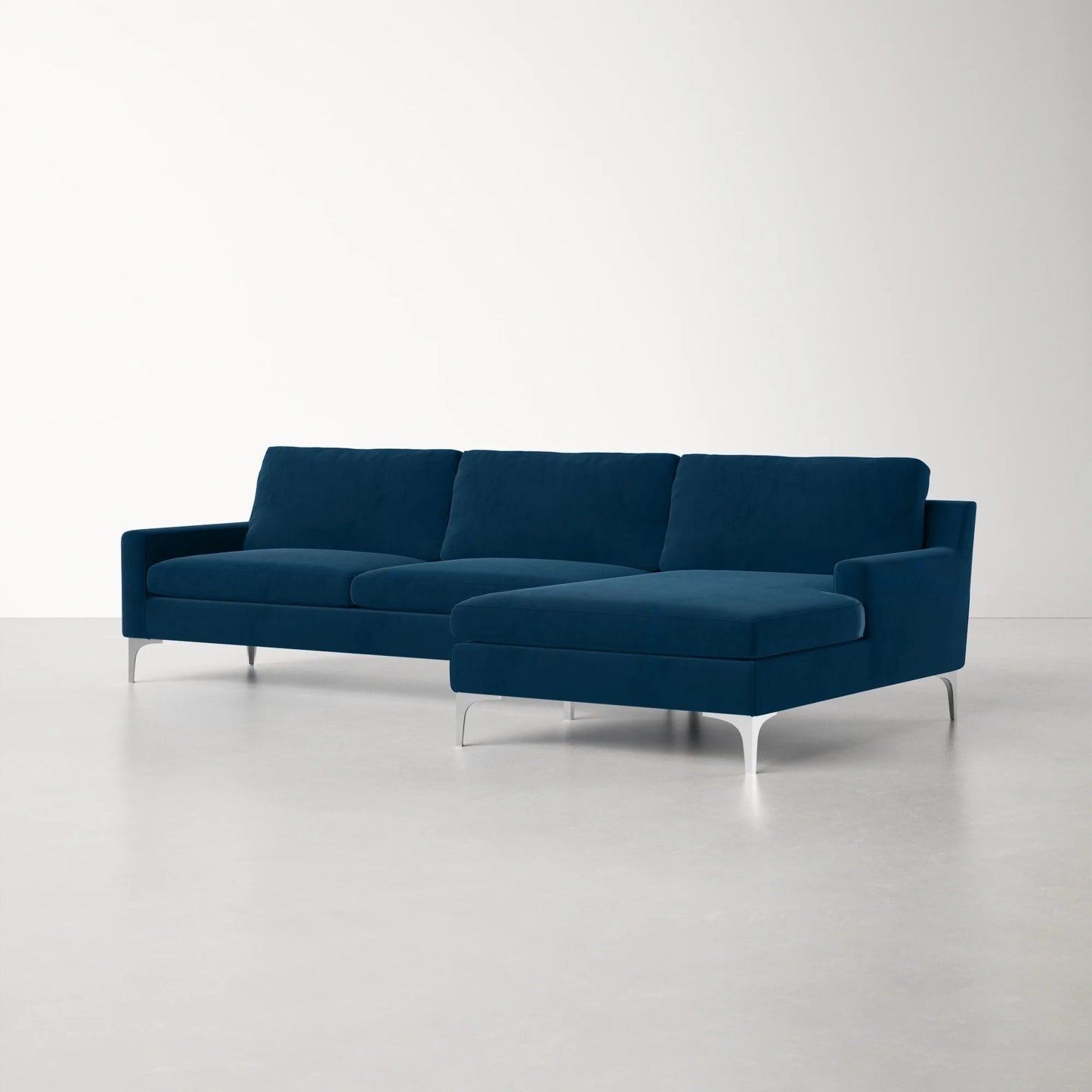 Jones Sectional Sofa With Chaise, Left Facing, Blue, Velvet