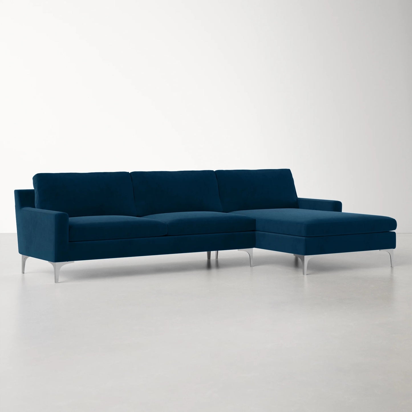 Jones Sectional Sofa With Chaise, Left Facing, Blue, Velvet